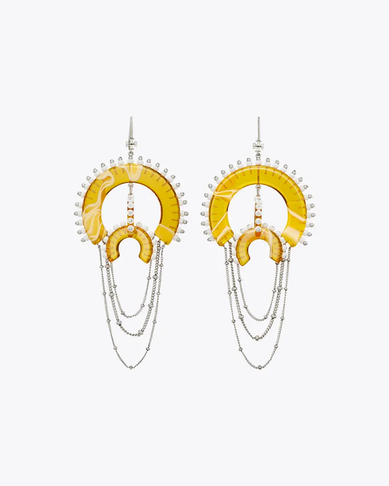 Tory Burch Damen Chandelier-Ohrringe mit Kunstharz und Perlen Antique