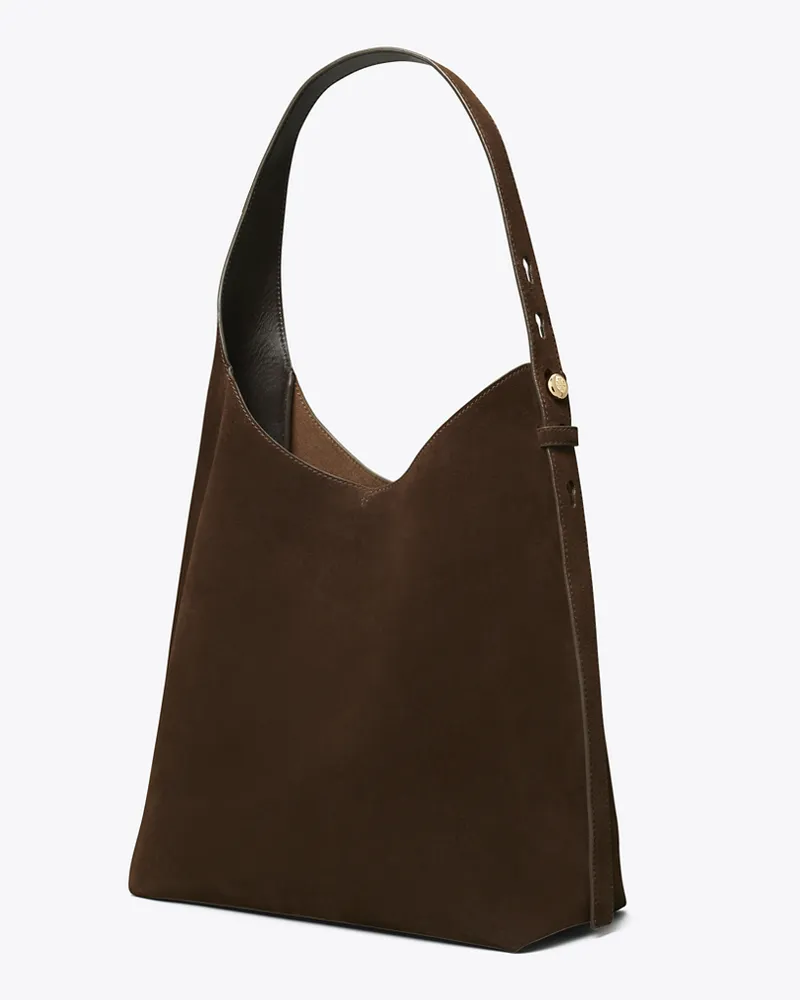 Tory Burch Damen Romy Hobo Bag aus Wildleder Dark