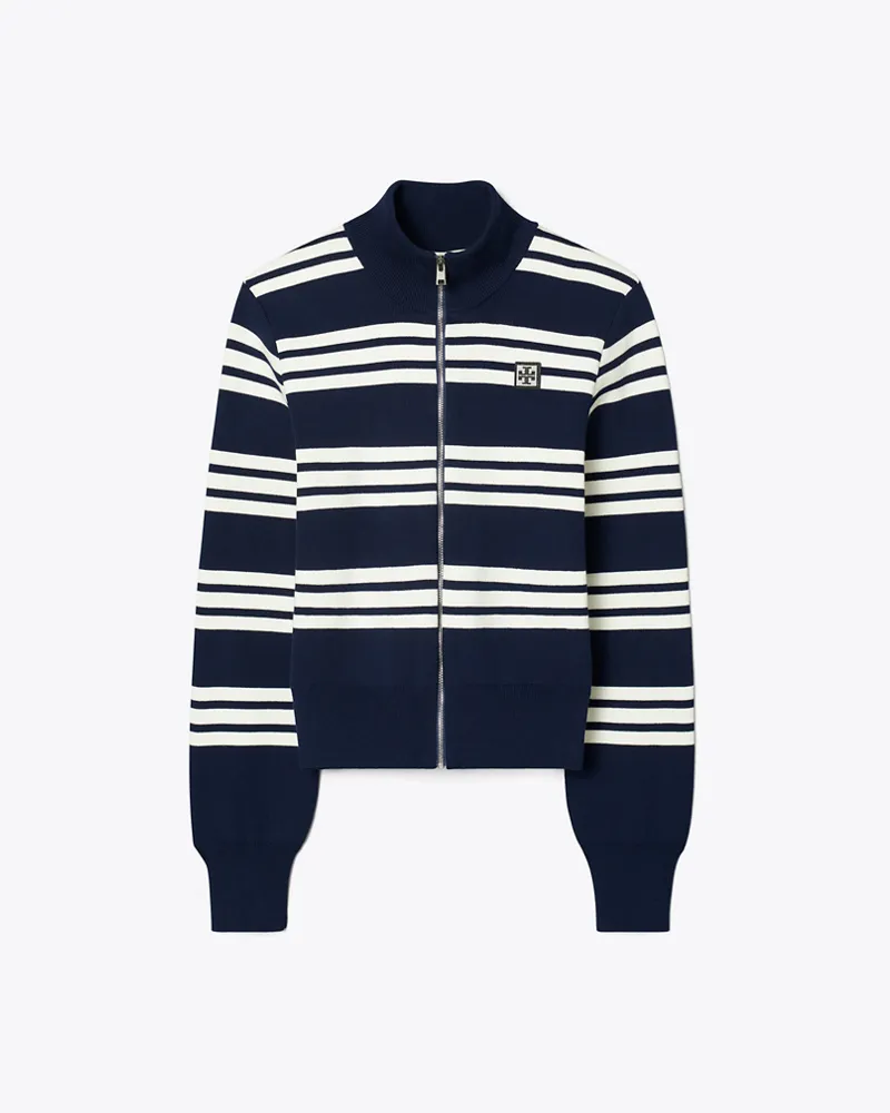 Tory Burch Damen Striped Viscose Track Jacket Tory
