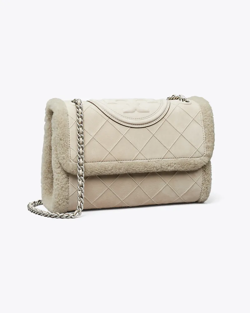 Tory Burch Damen Wandelbare Fleming Schultertasche mit weichem Lammfell Cotton