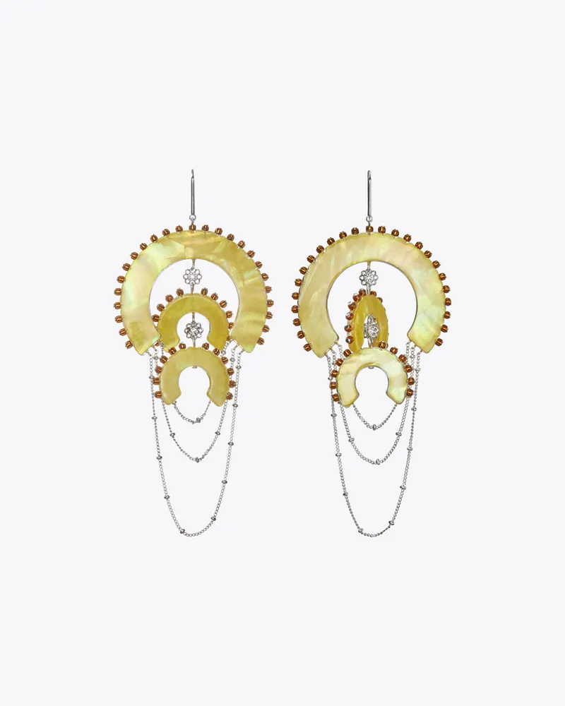 Tory Burch Damen Chandelier-Ohrringe mit Kunstharz und Perlen Antique
