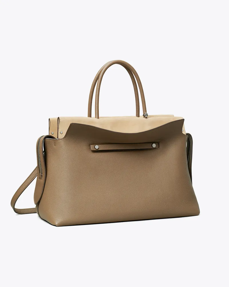 Tory Burch Damen Große Mercer Henkeltasche aus Strukturleder Wild