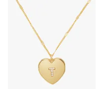 T Heart Letter Halskette mit Medaillon