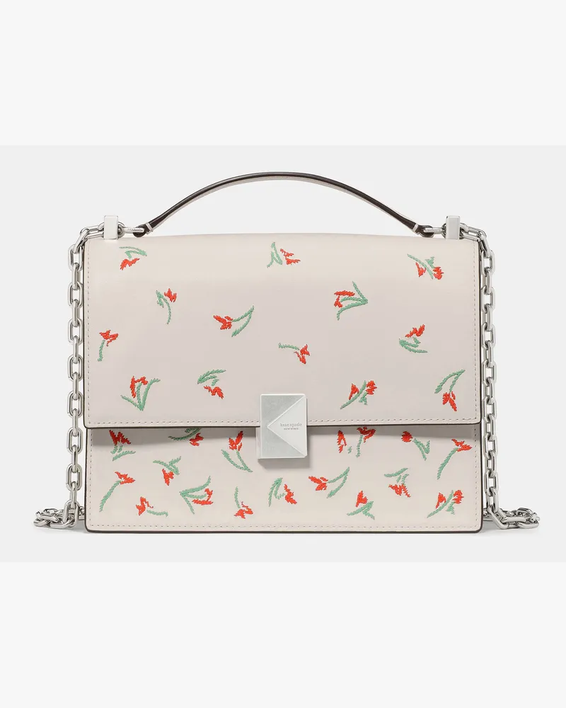 Kate Spade Kate Spade Deco Vibrant Buds Schultertasche Mit Kette für Frauen in Creme Mehrfarbig | Leder Creme