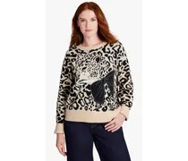 Leopard Pullover mit Schleife