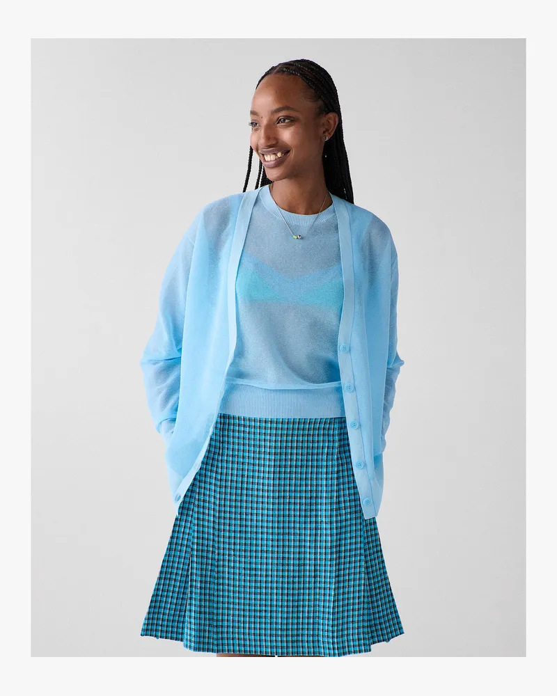 Kate Spade Kate Spade Transparenter Strickcardigan für Frauen in Reines Poolblau, Größe Mesh Reines