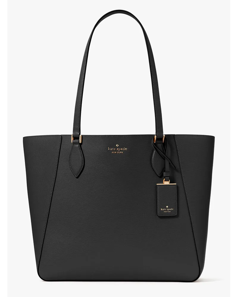 Kate Spade Poppy Tote-Bag aus edlem, genarbten Leder, offen Black