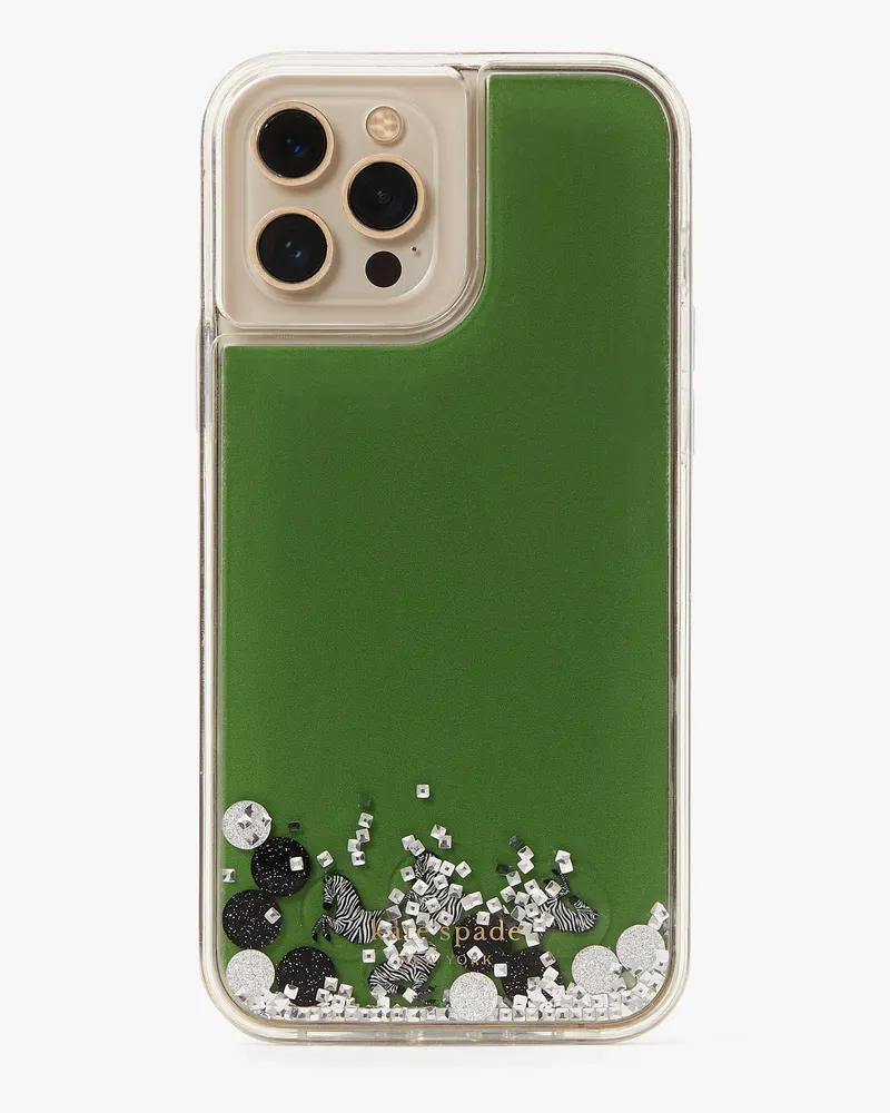 Kate Spade Zebra Hülle für Iphone 13 Pro max mit Glitzer In Flüssigkeit Black