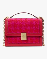 Kate Spade Deco Schultertasche aus Chenille mit Hahnentrittmuster und Kettenriemen Red