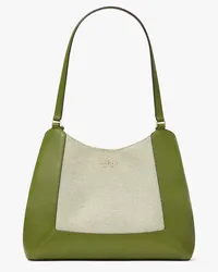 Kate Spade Lena Schultertasche aus Leinen In Blockfarben mit Drei Fächern Kelp