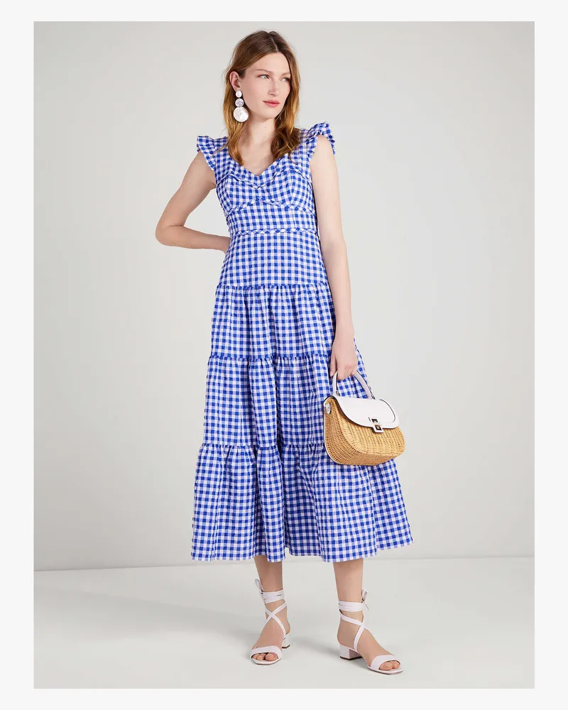 Kate Spade Kleid Mit Vichymuster, Gestuft Blue