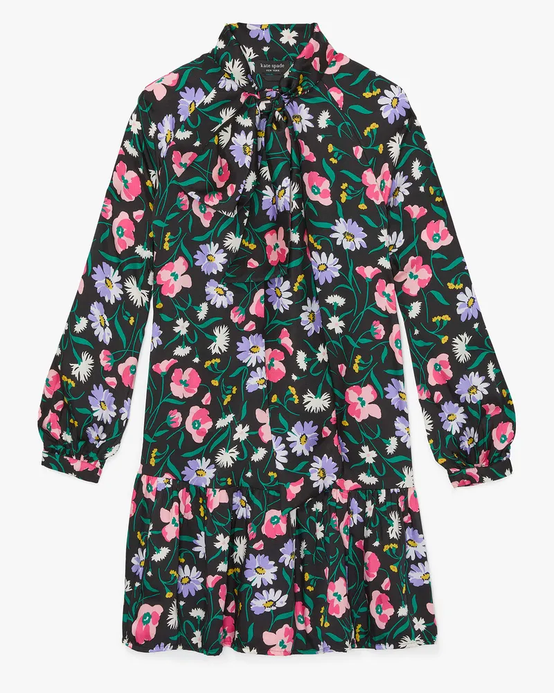 Kate Spade Spring Bouquet Kleid Mit Gebundenem Ausschnitt Black