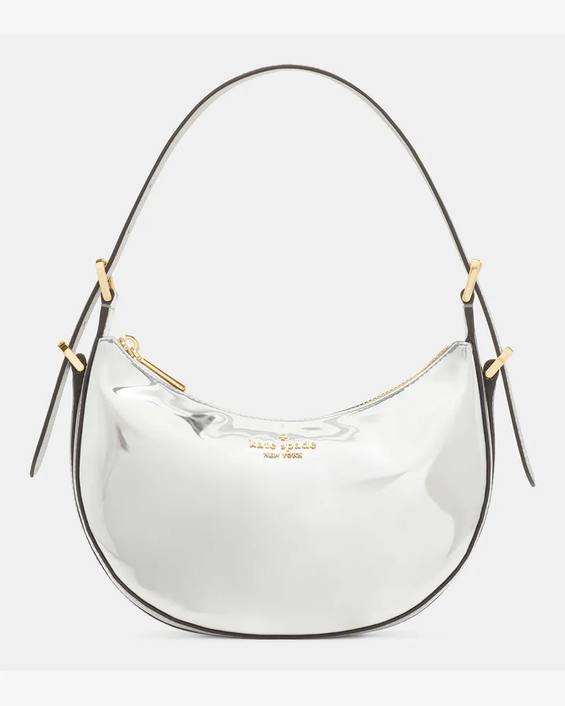 Kate Spade Nova Mirror Crescent Schultertasche In Metallic-Optik, Klein Silver