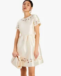 Kate Spade Besticktes Kleid mit Durchbrucharbeit Creme