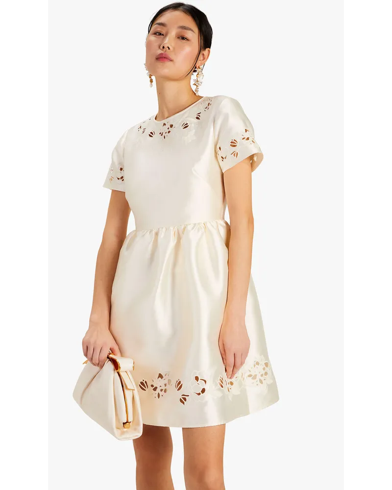 Kate Spade Besticktes Kleid mit Durchbrucharbeit Creme