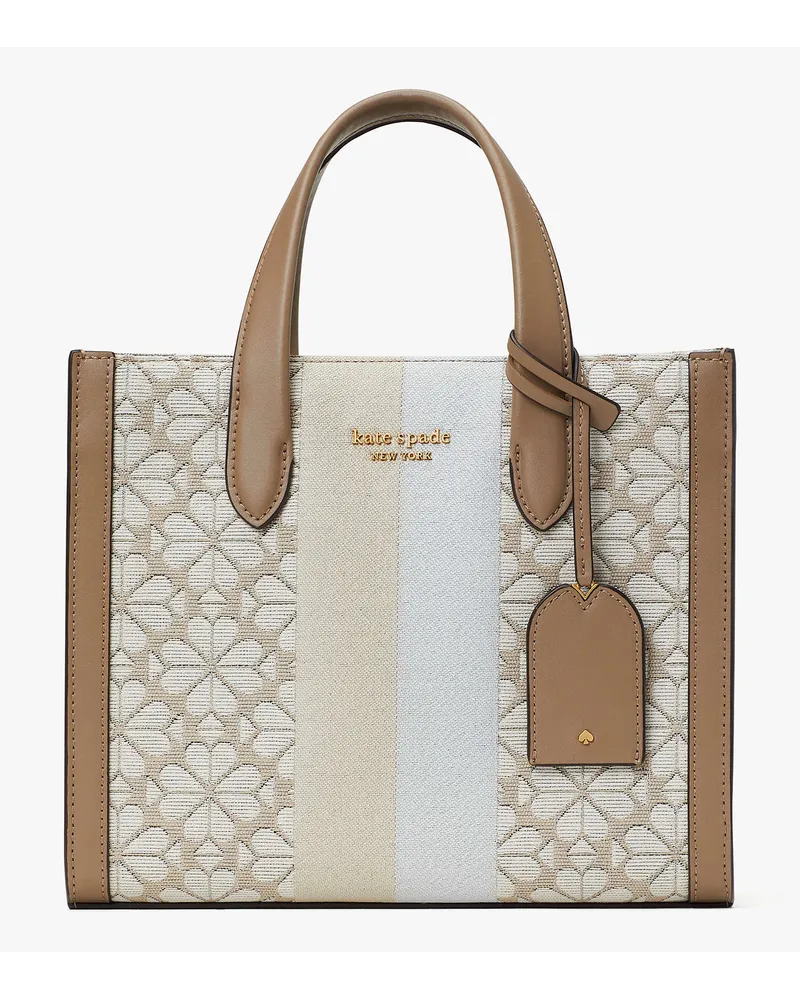 Kate Spade Spade Flower Manhattan Tote Bag aus Jacquard mit Streifen, klein Natural