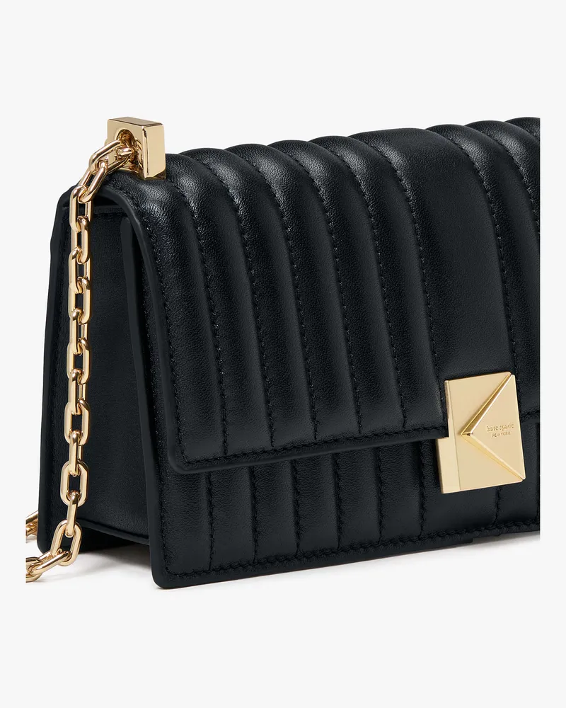 Kate Spade Deco Umhängetasche Umschlag Und Kette, Steppmuster, Extraklein Black