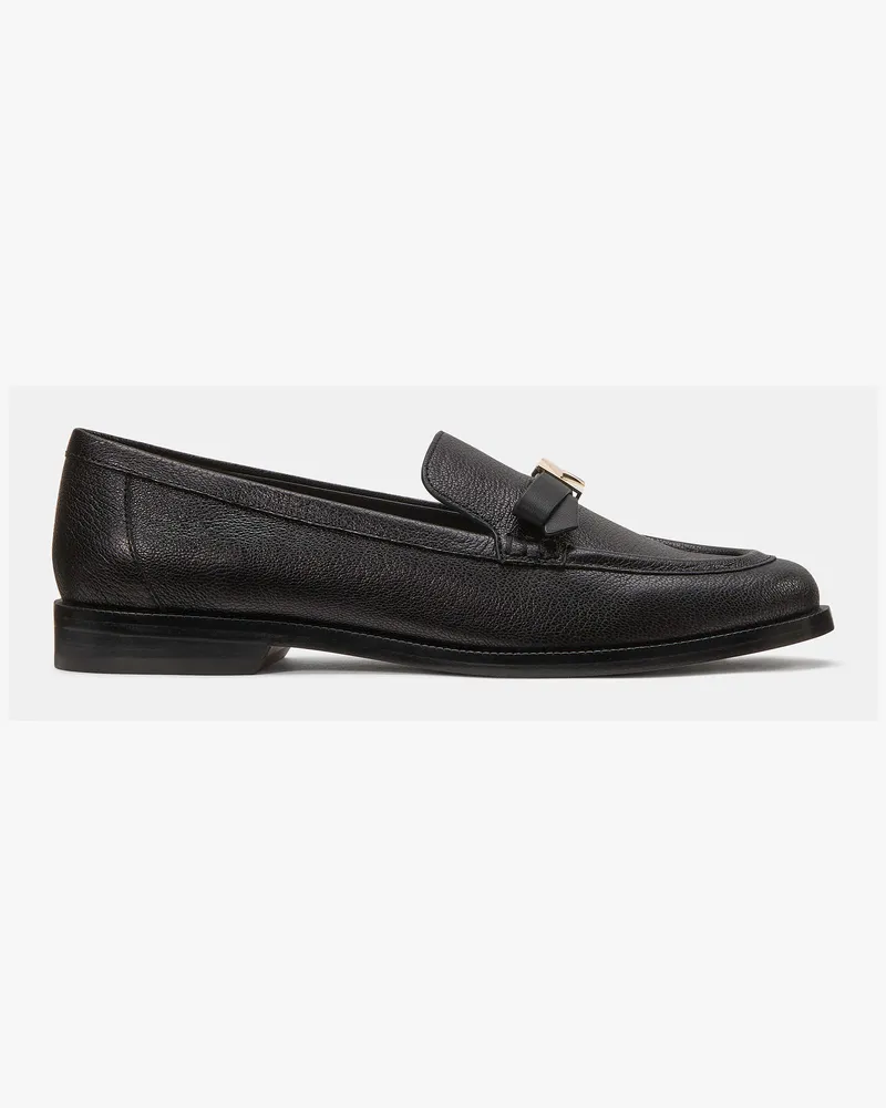 Kate Spade Kate Spade Deco Bow Loafer Aus Genarbtem Leder für Frauen in Schwarz, Größe Leder Schwarz