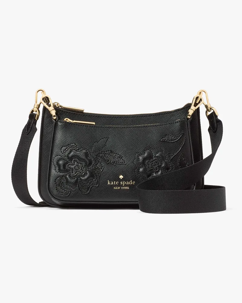 Kate Spade Duet Kleine Umhängetasche Mit Blumenapplikation Black