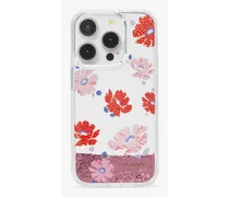 Dotty Floral Hülle für iPhone 15 Pro mit Glitzer in Flüssigkeit