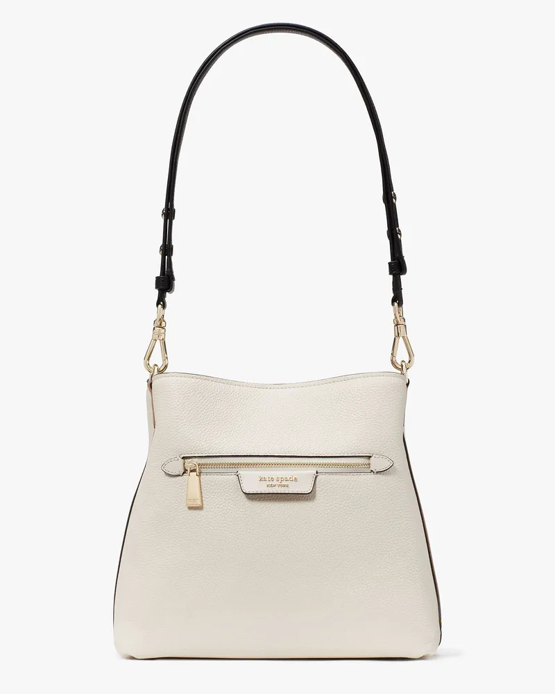 Kate Spade Hudson Colorblock Schultertasche Aus Genarbtem Leder Parchment