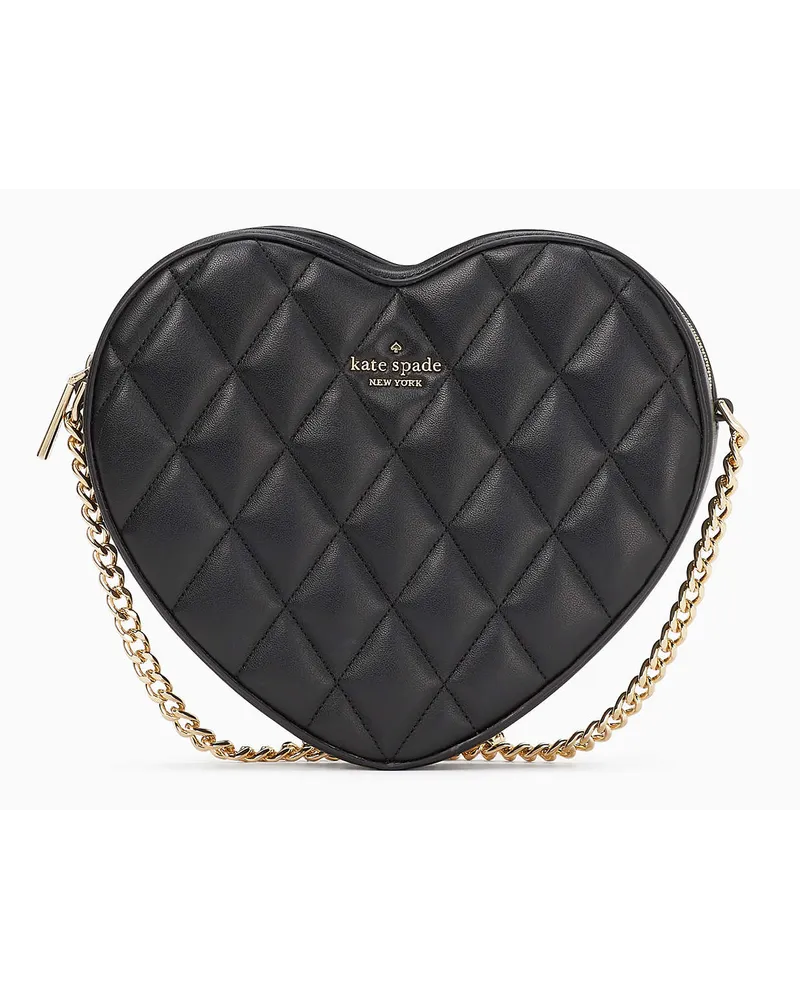 Kate Spade Love Shack Chain Heart Umhängetasche mit Steppmuster Black