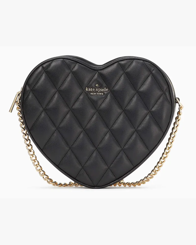 Kate Spade Love Shack Chain Heart Umhängetasche Mit Steppmuster Black