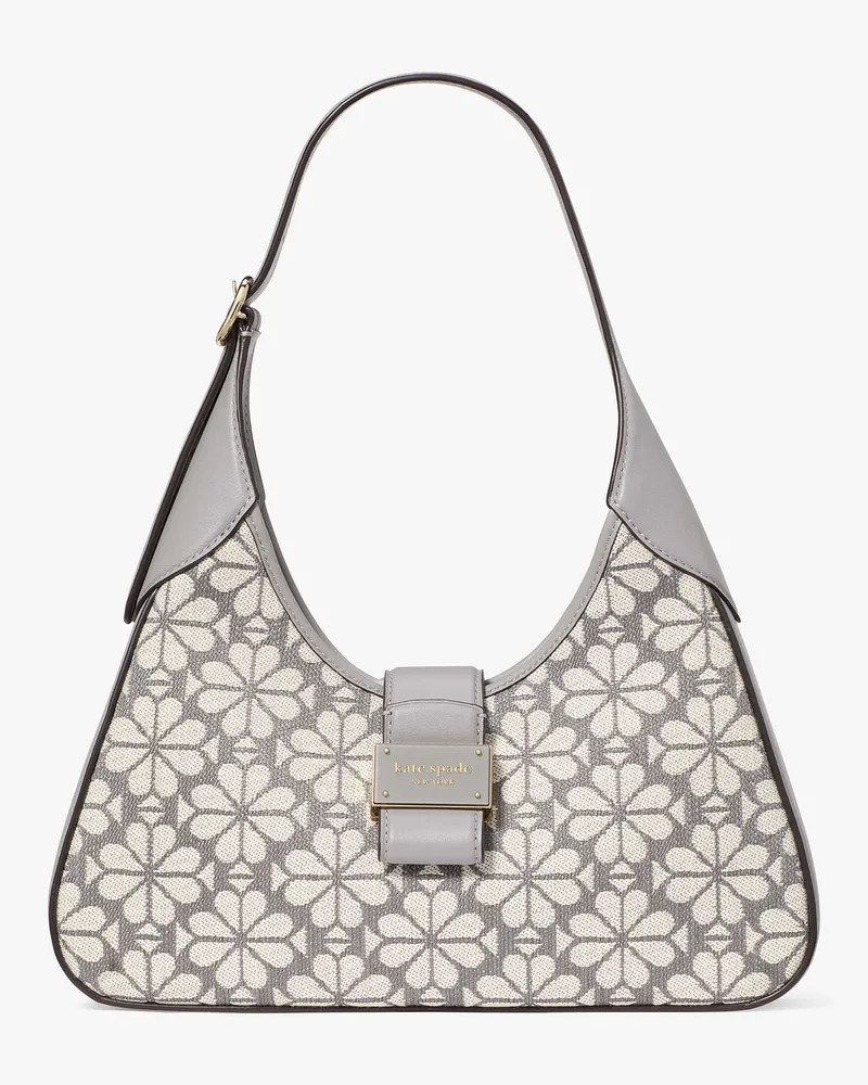 Kate Spade Nouveau Schultertasche Aus Jacquard Mit Pikblumenmuster, Klein Grey