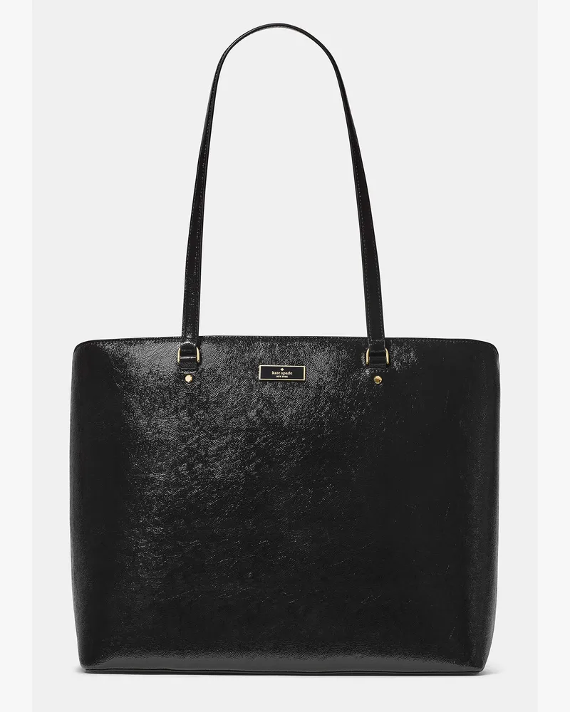 Kate Spade Bridget Tote Bag Aus Lackleder In Knitteroptik, Groß Black