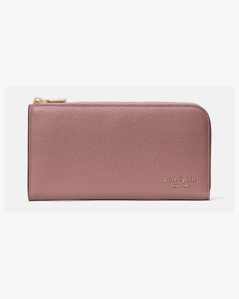 Kate Spade Devin Portemonnaie Aus Genarbtem Leder Im Querformat Mit Rundumreißverschluss Dusk