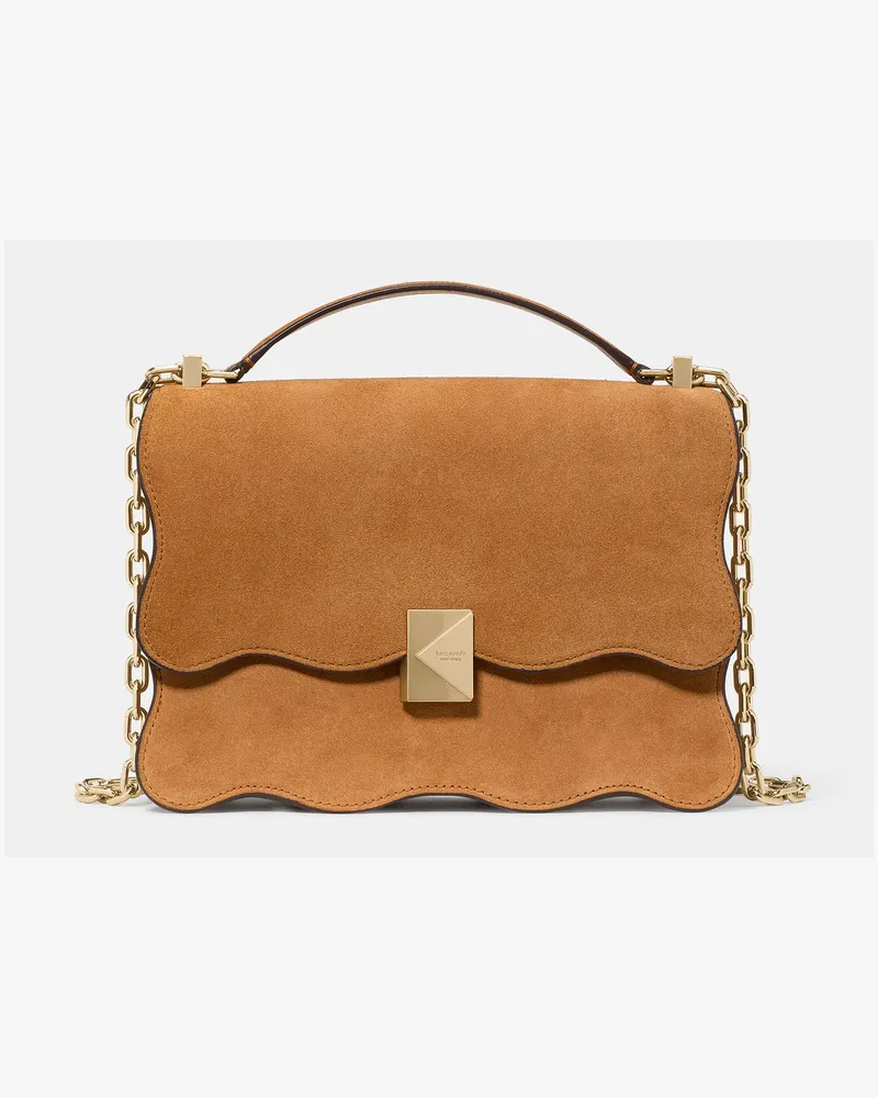 Kate Spade Kate Spade Deco Wavy Schultertasche Aus Wildleder Mit Kette für Frauen in Gartenerde | Wildleder Gartenerde