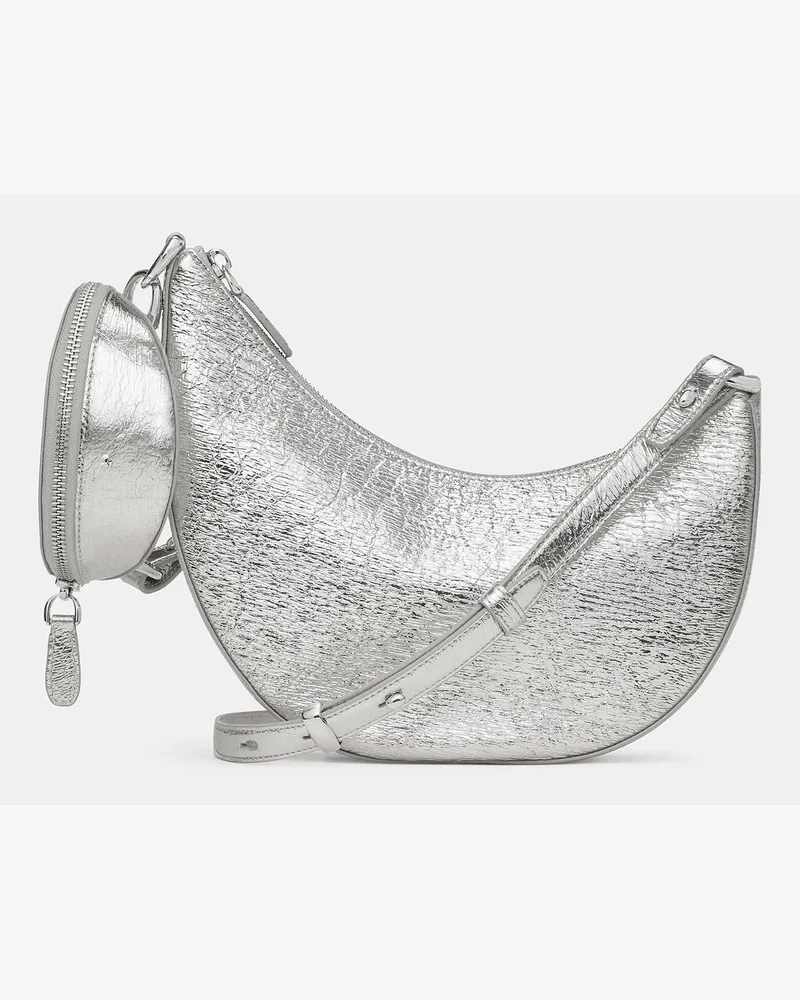 Kate Spade Kate Spade Duo Crinkle Metallic Leder Umhängetasche für Frauen in Silber | Leder Silber