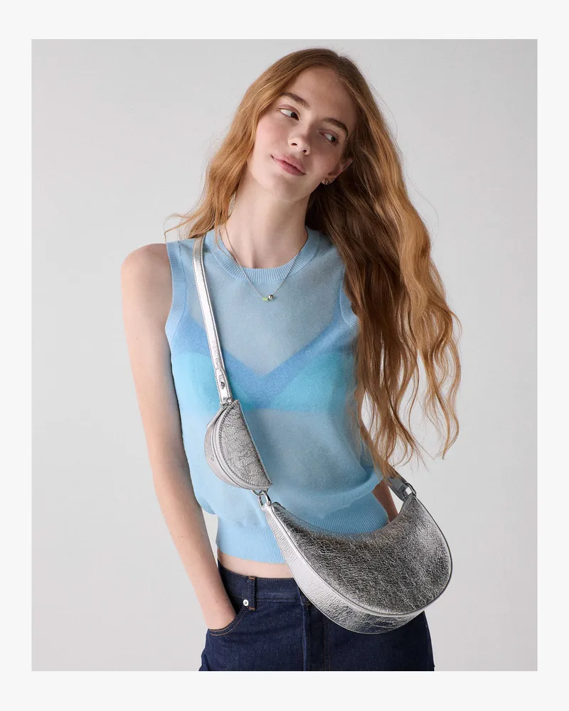 Kate Spade Kate Spade Duo Crinkle Metallic Leder Umhängetasche für Frauen in Silber | Leder Silber