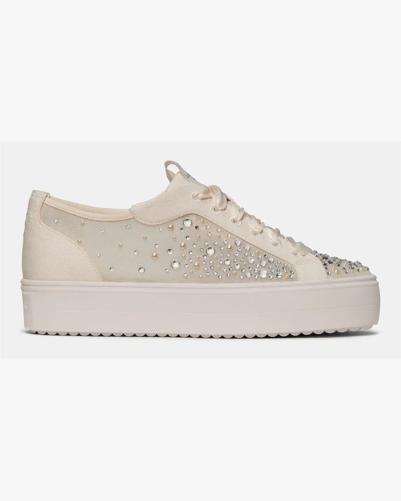 Kate Spade Kate Spade Sam Icon Verzierte Plateau-Sneaker für Frauen in Cremefarben, Größe Leinwand Cremefarben