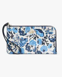 Kate Spade Lucy Handgelenktasche mit L-Reißverschluss und Blumenvasenmotiv, mittelgroß Blue