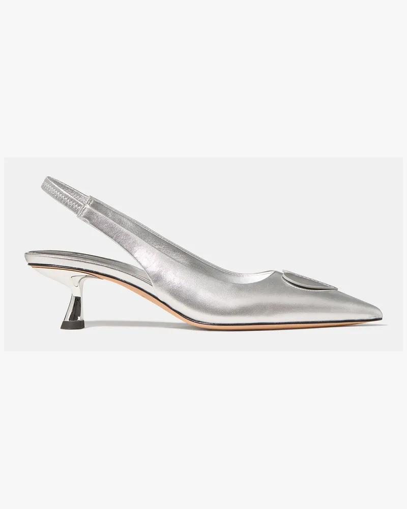 Kate Spade Kate Spade Lover Metallic Slingback Kitten Heel für Frauen in Silber, Größe Leder Silber
