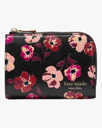 Kate Spade Devin Portemonnaie mit herbstlichem Mohnblumenmuster, kompakt, klein Black