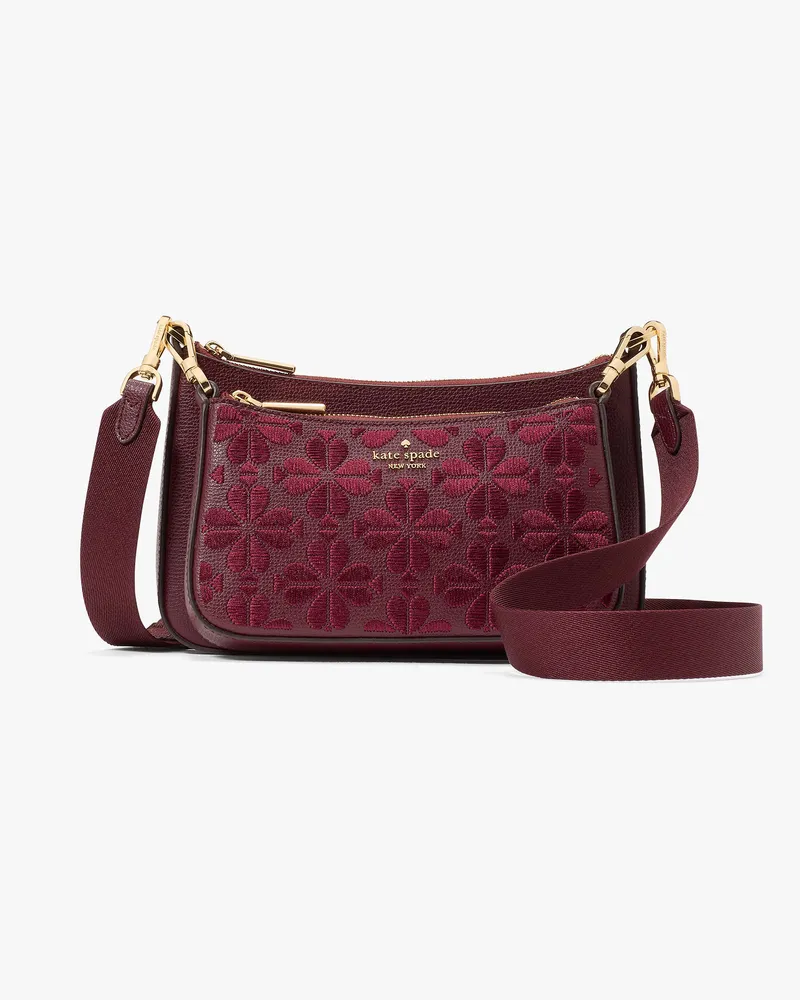 Kate Spade Duet Spade Flower Umhängetasche, Bestickt, Klein Dark