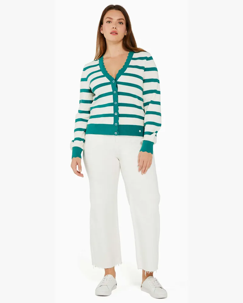 Kate Spade Scalloped Cardigan, Gestreift Cream
