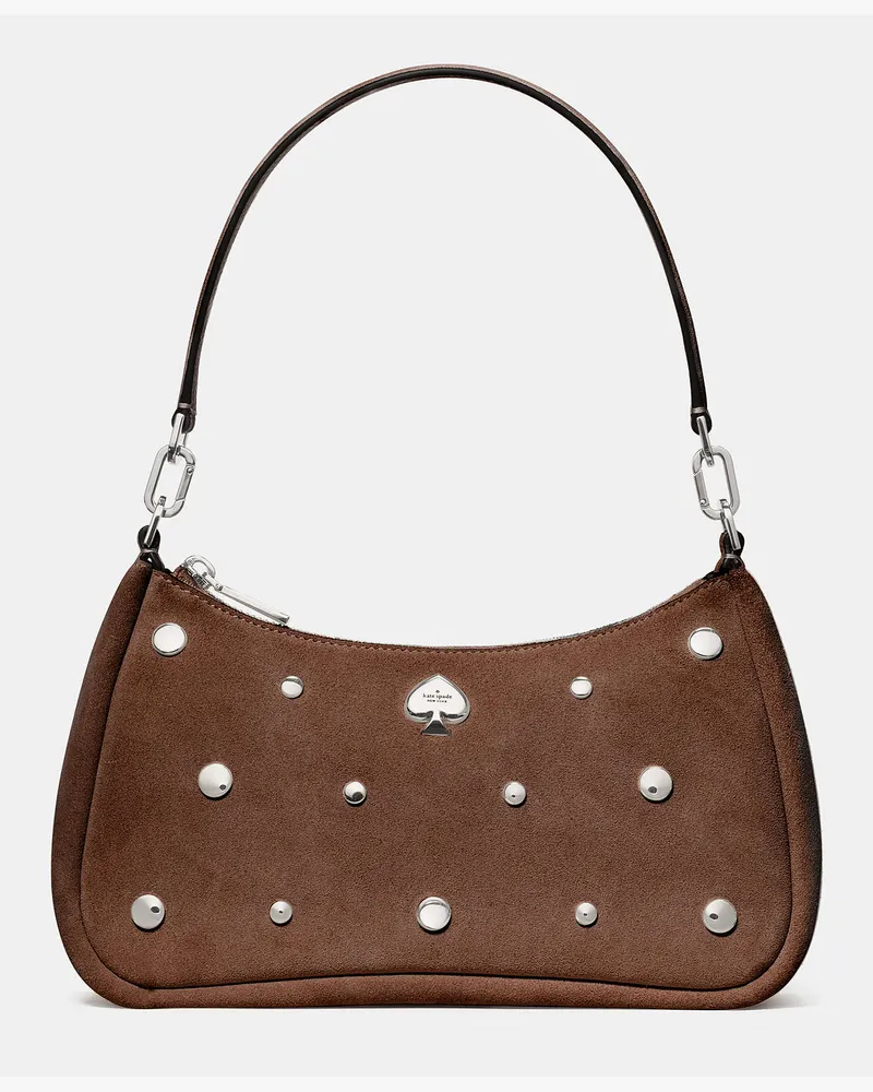 Kate Spade Kate Spade Kayla Schultertasche Aus Wildleder Mit Nieten, Wandelbar, Klein für Frauen in Schokoladenbraun | Wildleder Schokoladenbraun