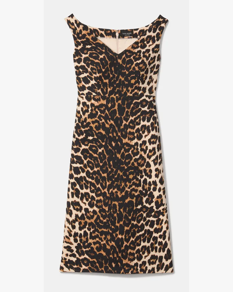 Kate Spade Kate Spade Midikleid Mit V-Ausschnitt Und Leopardenmuster für Frauen in Milchglas, Größe Wolle Milchglas