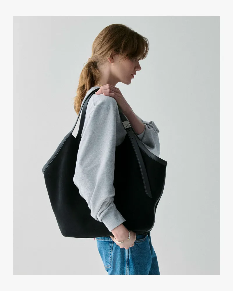 Kate Spade Kate Spade Deco Wildleder Großer Tulpen-Tote für Frauen in Schwarz | Wildleder Schwarz