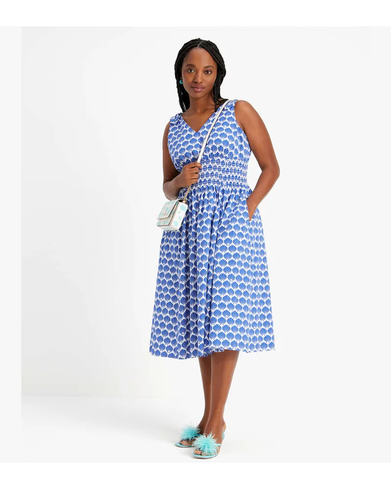 Kate Spade Shell Kleid, Gesmokt Blueberry