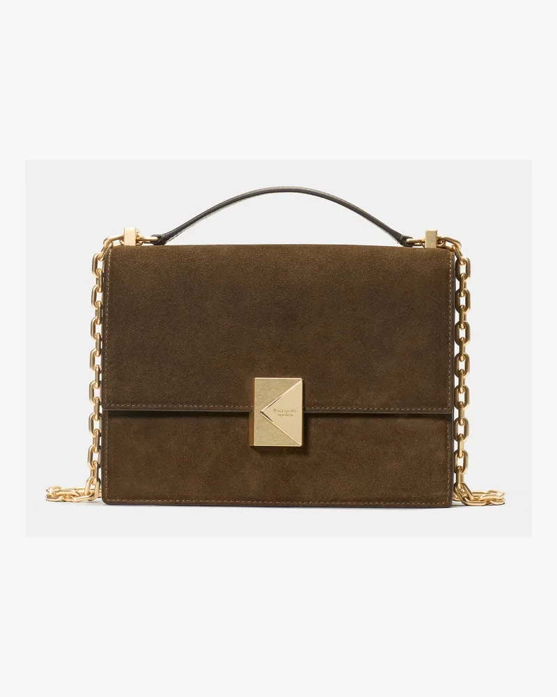 Kate Spade Deco Schultertasche Aus Wildleder Mit Kette Burnt