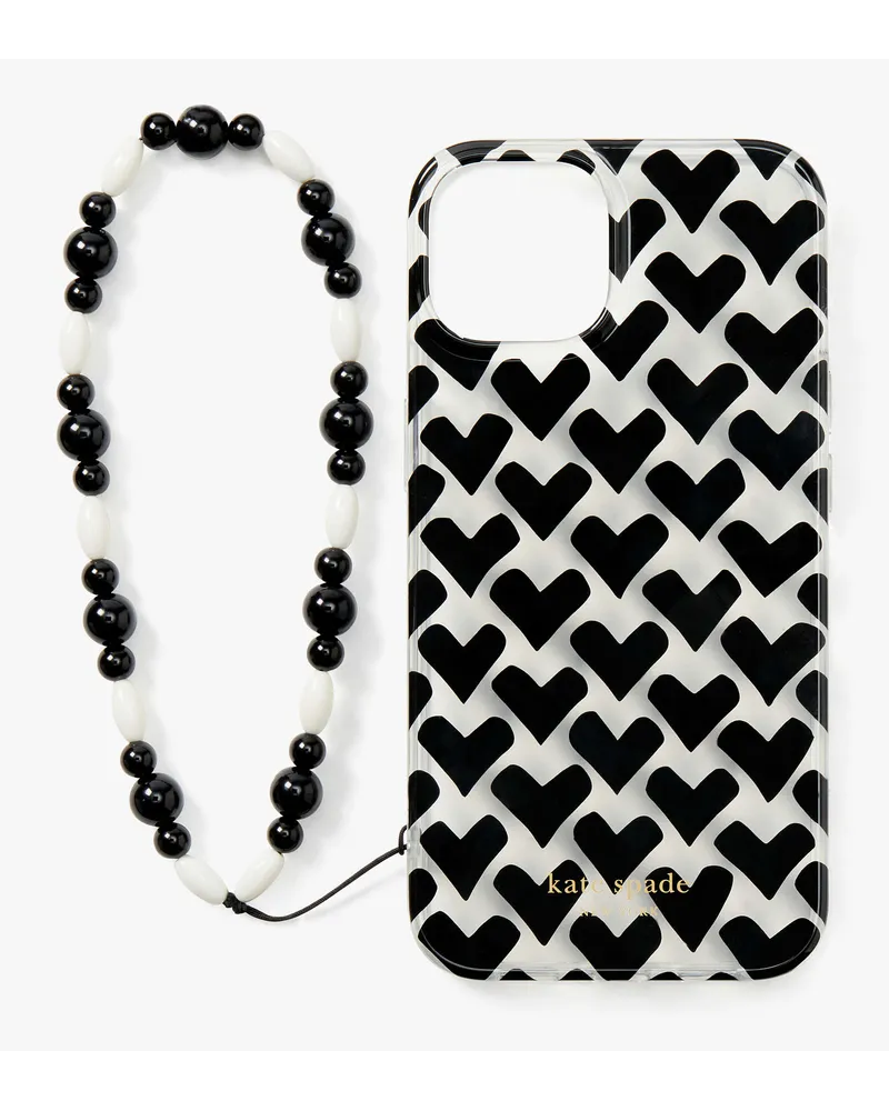 Kate Spade Modernist Hearts Gehäuse für iPhone 14 mit Handschlaufe Clear