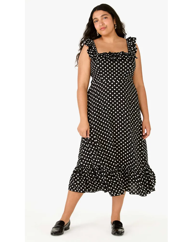 Kate Spade Dot Dot Midikleid, gerüscht Black