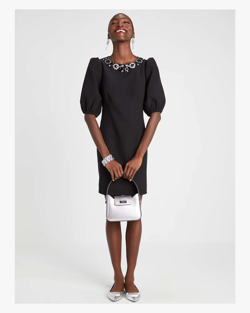 Kate Spade Embellished Kleid Aus Doppeltem Krepp Black