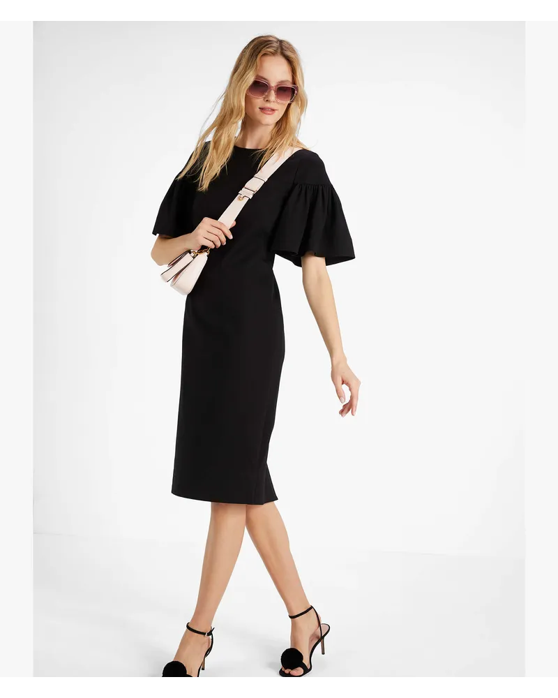 Kate Spade Kleid aus Ponté mit Volantärmeln Black