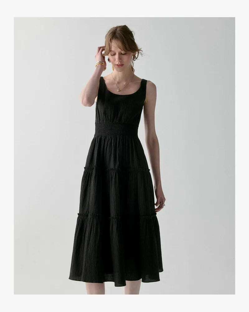Kate Spade Kate Spade Midikleid, Gestuft für Frauen in Schwarz, Größe Seersucker Schwarz