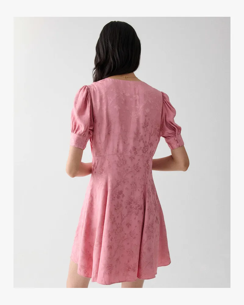 Kate Spade Kate Spade Mini-Kleid Aus Fließendem Jacquard Mit Puffärmeln für Frauen in Serenes Rosa, Größe Jacquard Serenes